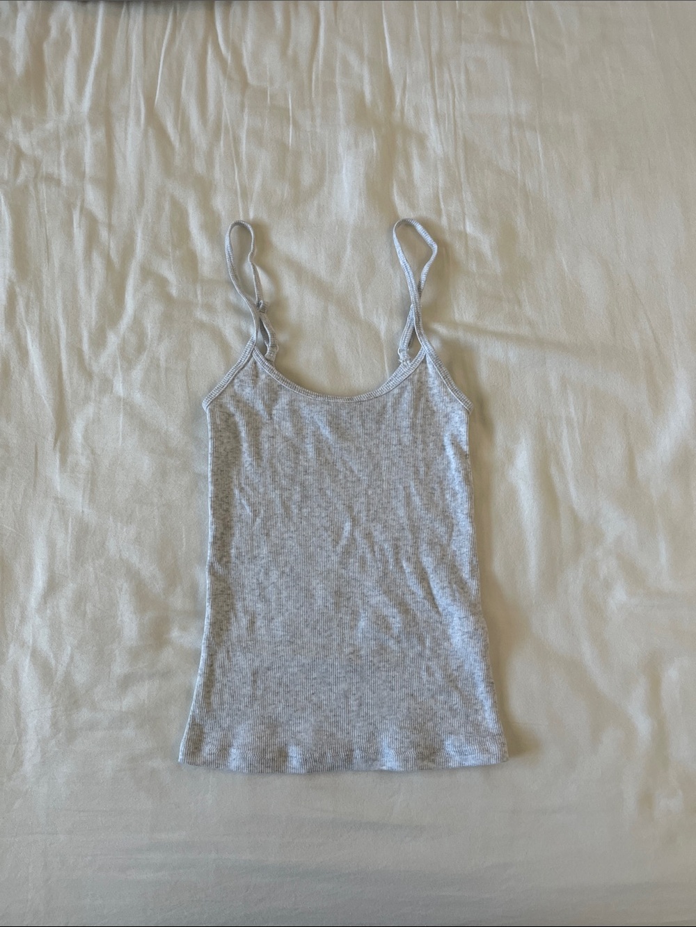 Aritzia Homestretch Light Cloud White Gray Ribbed Slim Camisole